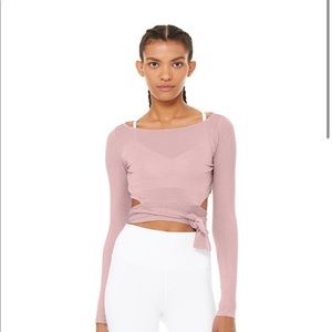alo barre long sleeve in dusty plum // size s